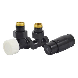 Комплект подключения SCHLOSSER STANDARD MINI 1/2" угловой, Ral 9005, с термоголовкой MINI М30х1,5