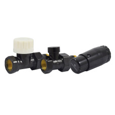 Комплект подключения SCHLOSSER STANDARD MINI 1/2&quot; прямой, Ral 9005, с термоголовкой MINI М30х1,5